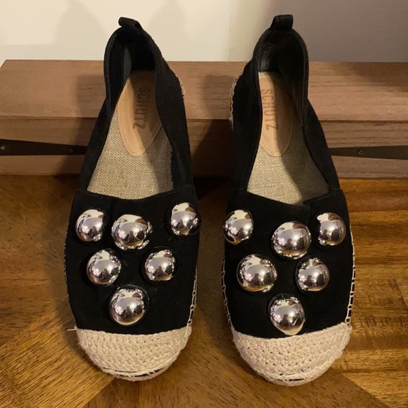 SCHUTZ Pilla Mega Studded Suede Espadrilles 6.5 - Picture 5 of 11